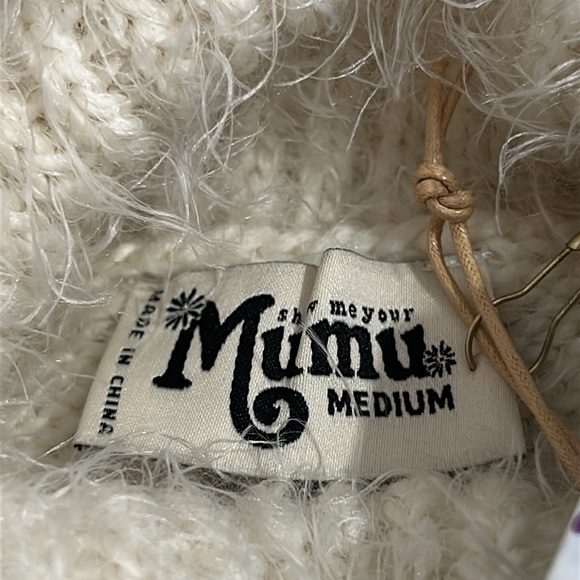 NWT Show Me Your Mumu Fuzzy Cream Knit Fauna Tank Turtleneck Sleeveless Sweater - Picture 9 of 13